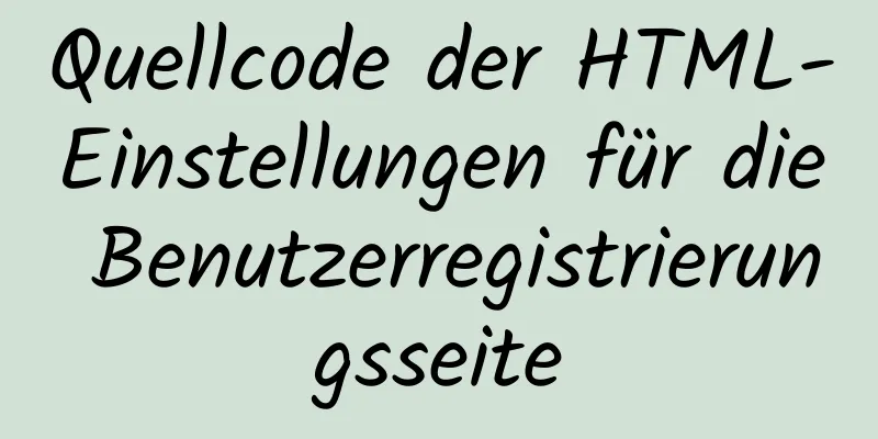 Quellcode der HTML-Einstellungen für die Benutzerregistrierungsseite