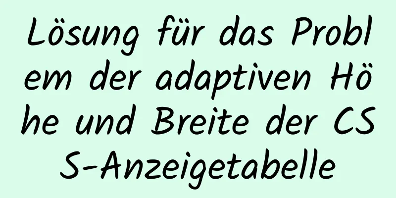 Lösung für das Problem der adaptiven Höhe und Breite der CSS-Anzeigetabelle