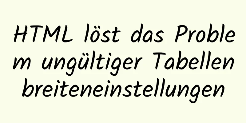 HTML löst das Problem ungültiger Tabellenbreiteneinstellungen