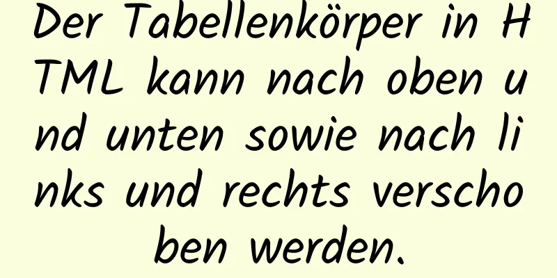 Der Tabellenkörper in HTML kann nach oben und unten sowie nach links und rechts verschoben werden.