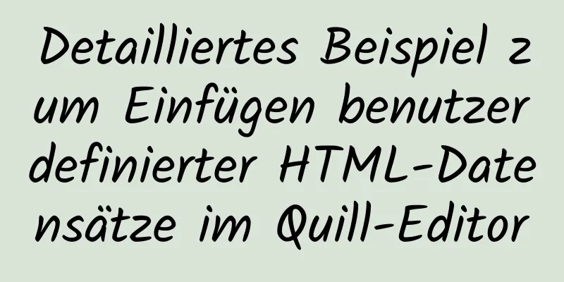 Detailliertes Beispiel zum Einfügen benutzerdefinierter HTML-Datensätze im Quill-Editor