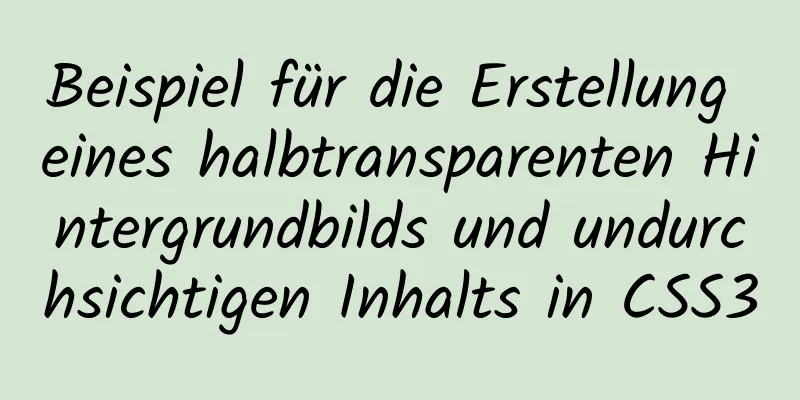 Beispiel für die Erstellung eines halbtransparenten Hintergrundbilds und undurchsichtigen Inhalts in CSS3