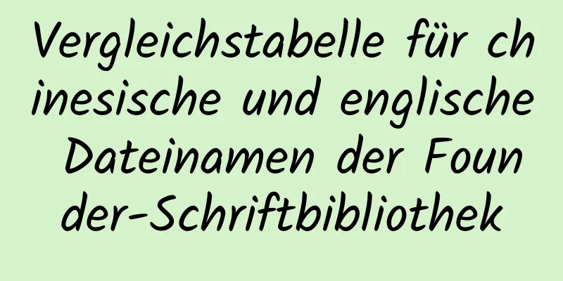 Vergleichstabelle für chinesische und englische Dateinamen der Founder-Schriftbibliothek