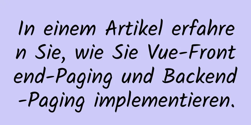 In einem Artikel erfahren Sie, wie Sie Vue-Frontend-Paging und Backend-Paging implementieren.