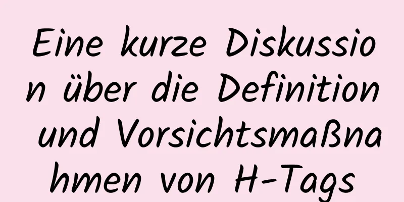 Eine kurze Diskussion über die Definition und Vorsichtsmaßnahmen von H-Tags