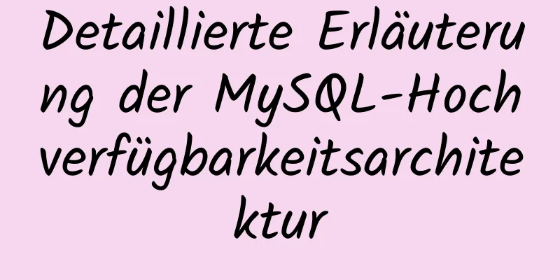 Detaillierte Erläuterung der MySQL-Hochverfügbarkeitsarchitektur