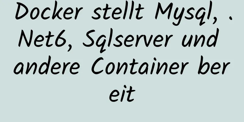 Docker stellt Mysql, .Net6, Sqlserver und andere Container bereit