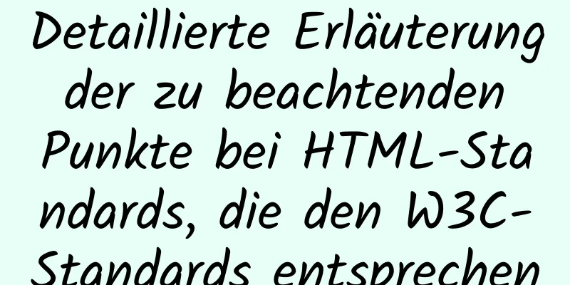 Detaillierte Erläuterung der zu beachtenden Punkte bei HTML-Standards, die den W3C-Standards entsprechen