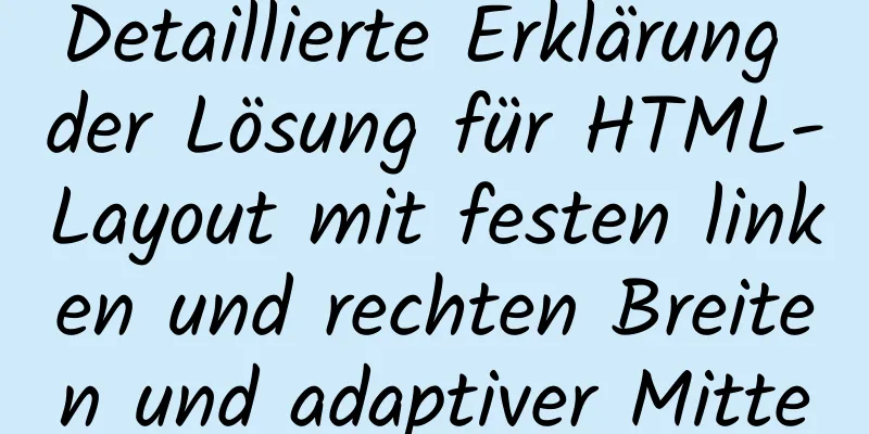 Detaillierte Erklärung der Lösung für HTML-Layout mit festen linken und rechten Breiten und adaptiver Mitte