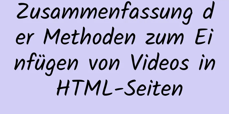 Zusammenfassung der Methoden zum Einfügen von Videos in HTML-Seiten