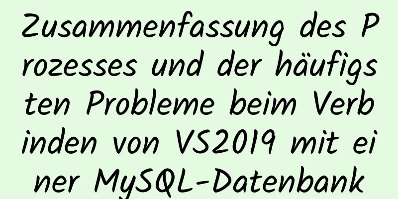 Zusammenfassung des Prozesses und der häufigsten Probleme beim Verbinden von VS2019 mit einer MySQL-Datenbank