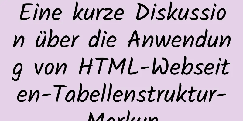 Eine kurze Diskussion über die Anwendung von HTML-Webseiten-Tabellenstruktur-Markup