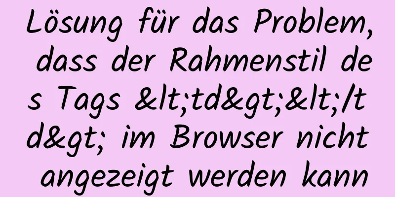 Lösung für das Problem, dass der Rahmenstil des Tags <td></td> im Browser nicht angezeigt werden kann