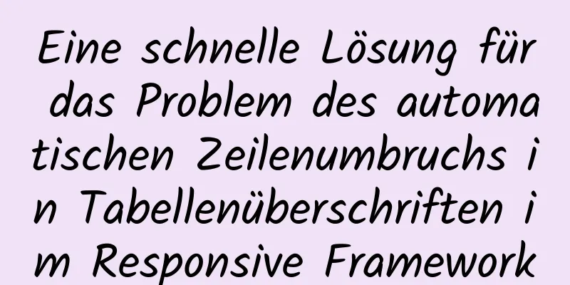 Eine schnelle Lösung für das Problem des automatischen Zeilenumbruchs in Tabellenüberschriften im Responsive Framework