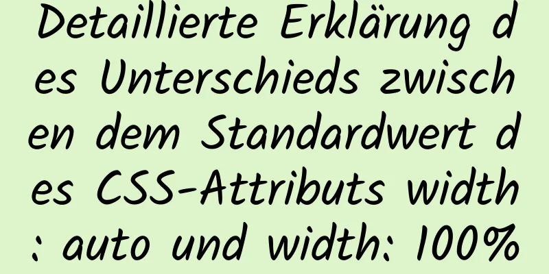 Detaillierte Erklärung des Unterschieds zwischen dem Standardwert des CSS-Attributs width: auto und width: 100%