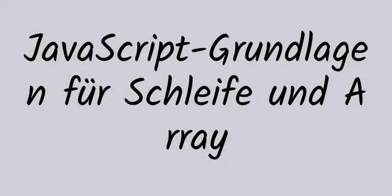 JavaScript-Grundlagen für Schleife und Array