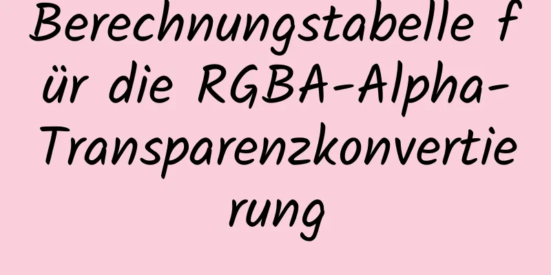 Berechnungstabelle für die RGBA-Alpha-Transparenzkonvertierung