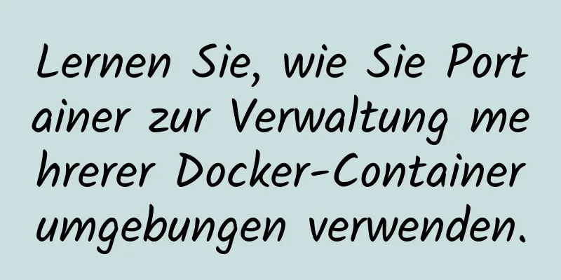 Lernen Sie, wie Sie Portainer zur Verwaltung mehrerer Docker-Containerumgebungen verwenden.