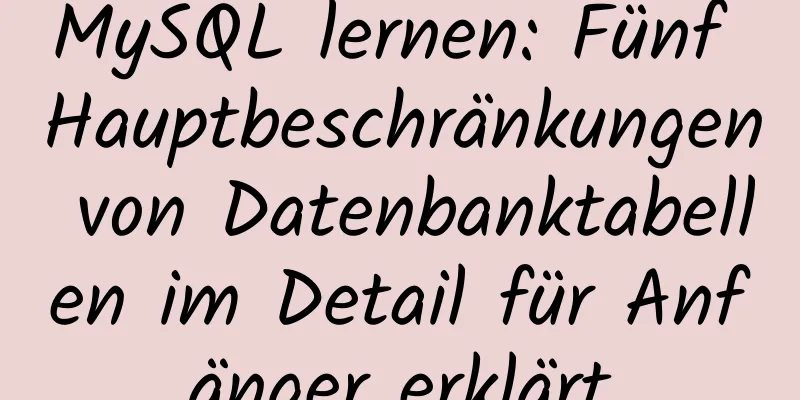 MySQL lernen: Fünf Hauptbeschränkungen von Datenbanktabellen im Detail für Anfänger erklärt