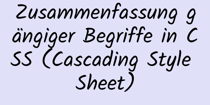 Zusammenfassung gängiger Begriffe in CSS (Cascading Style Sheet)