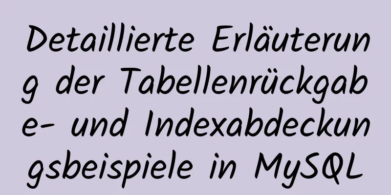 Detaillierte Erläuterung der Tabellenrückgabe- und Indexabdeckungsbeispiele in MySQL