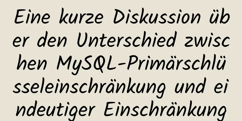 Eine kurze Diskussion über den Unterschied zwischen MySQL-Primärschlüsseleinschränkung und eindeutiger Einschränkung