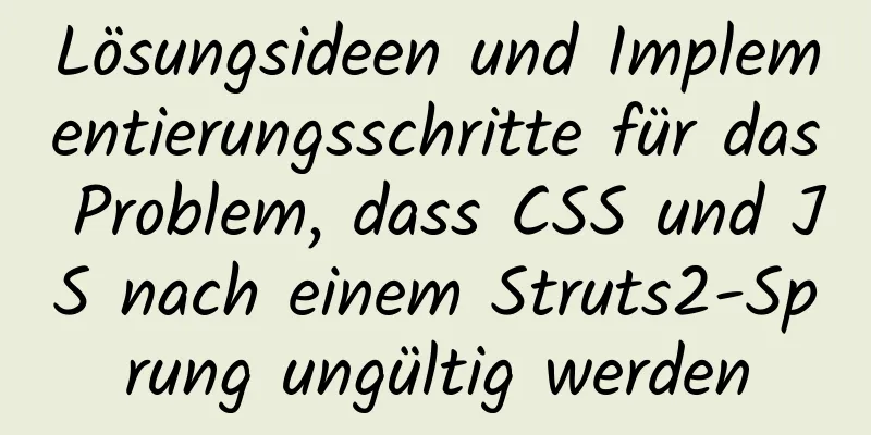 Lösungsideen und Implementierungsschritte für das Problem, dass CSS und JS nach einem Struts2-Sprung ungültig werden