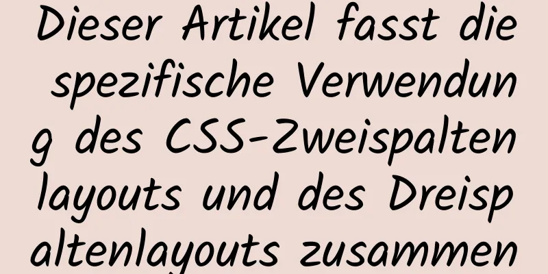 Dieser Artikel fasst die spezifische Verwendung des CSS-Zweispaltenlayouts und des Dreispaltenlayouts zusammen