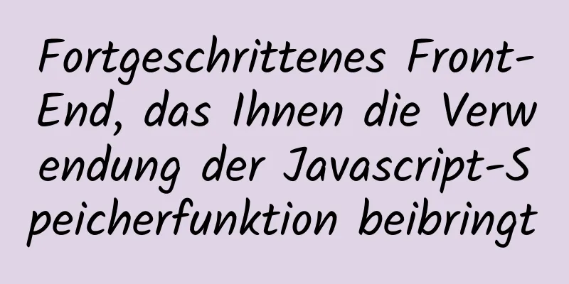 Fortgeschrittenes Front-End, das Ihnen die Verwendung der Javascript-Speicherfunktion beibringt