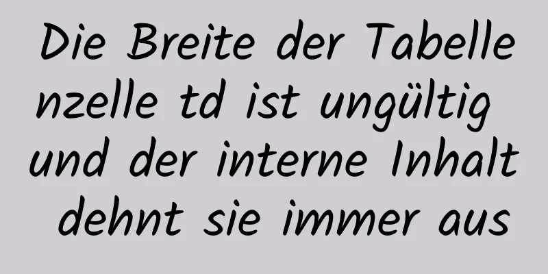 Die Breite der Tabellenzelle td ist ungültig und der interne Inhalt dehnt sie immer aus