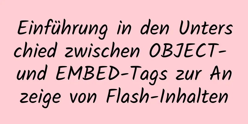 Einführung in den Unterschied zwischen OBJECT- und EMBED-Tags zur Anzeige von Flash-Inhalten