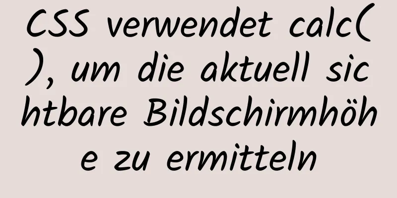 CSS verwendet calc(), um die aktuell sichtbare Bildschirmhöhe zu ermitteln