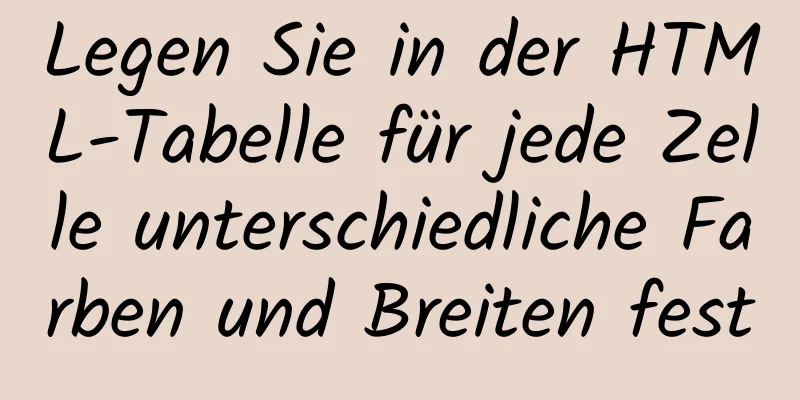 Legen Sie in der HTML-Tabelle für jede Zelle unterschiedliche Farben und Breiten fest