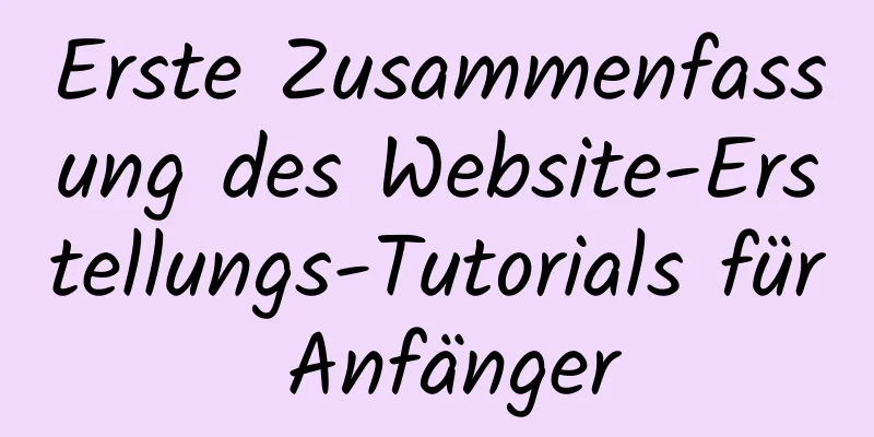 Erste Zusammenfassung des Website-Erstellungs-Tutorials für Anfänger