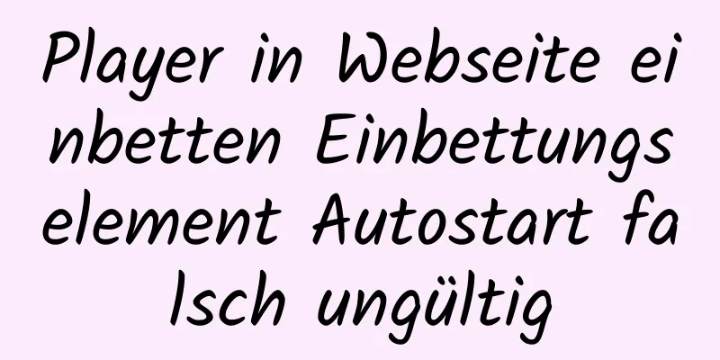 Player in Webseite einbetten Einbettungselement Autostart falsch ungültig