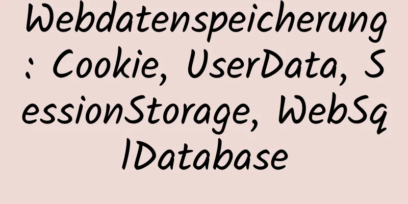 Webdatenspeicherung: Cookie, UserData, SessionStorage, WebSqlDatabase