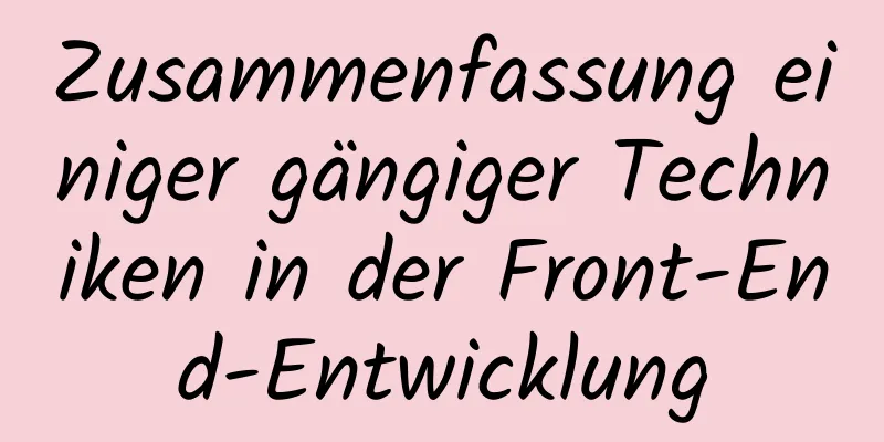 Zusammenfassung einiger gängiger Techniken in der Front-End-Entwicklung