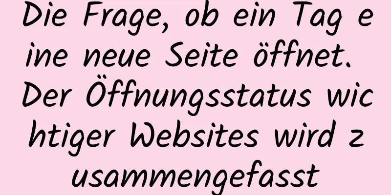 Die Frage, ob ein Tag eine neue Seite öffnet. Der Öffnungsstatus wichtiger Websites wird zusammengefasst