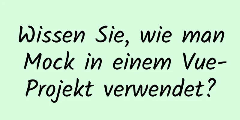 Wissen Sie, wie man Mock in einem Vue-Projekt verwendet?