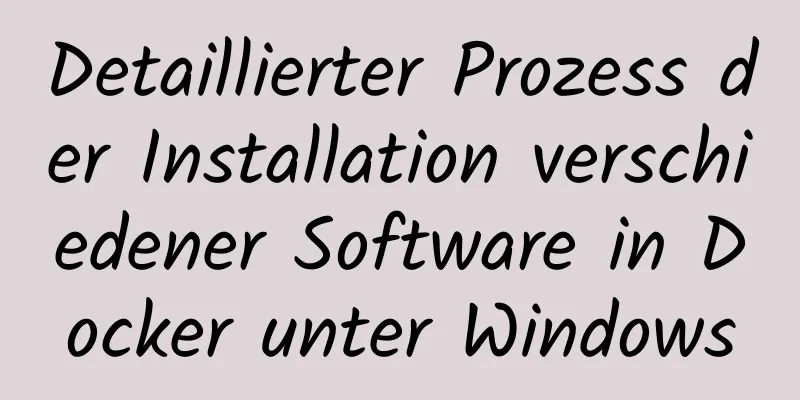 Detaillierter Prozess der Installation verschiedener Software in Docker unter Windows