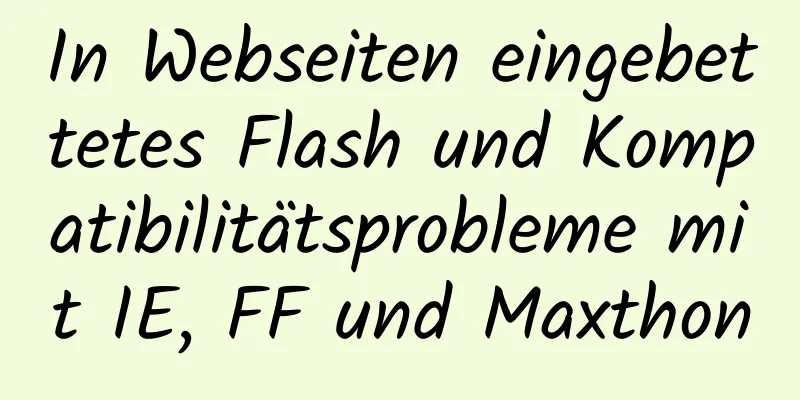 In Webseiten eingebettetes Flash und Kompatibilitätsprobleme mit IE, FF und Maxthon