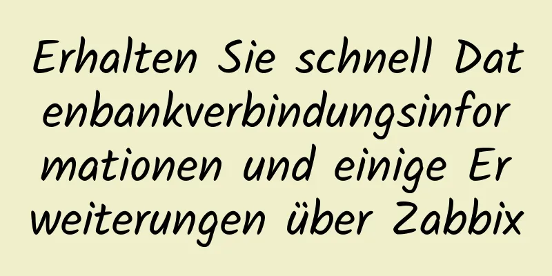 Erhalten Sie schnell Datenbankverbindungsinformationen und einige Erweiterungen über Zabbix