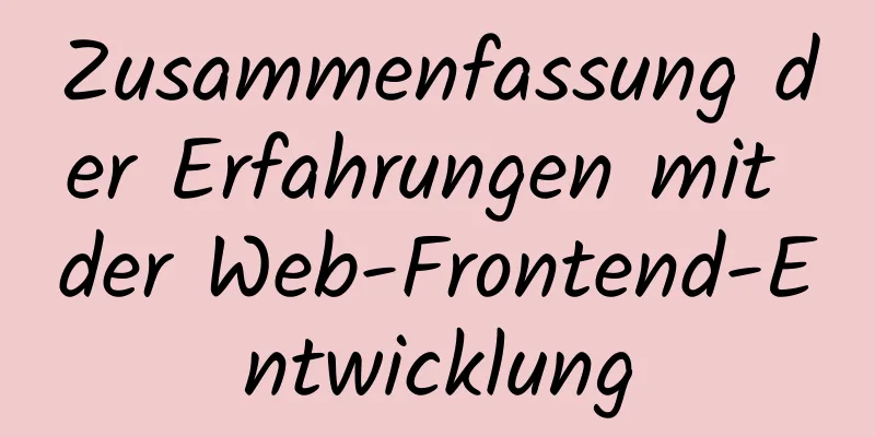 Zusammenfassung der Erfahrungen mit der Web-Frontend-Entwicklung