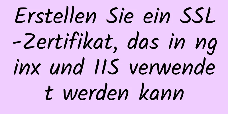 Erstellen Sie ein SSL-Zertifikat, das in nginx und IIS verwendet werden kann