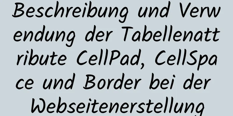 Beschreibung und Verwendung der Tabellenattribute CellPad, CellSpace und Border bei der Webseitenerstellung