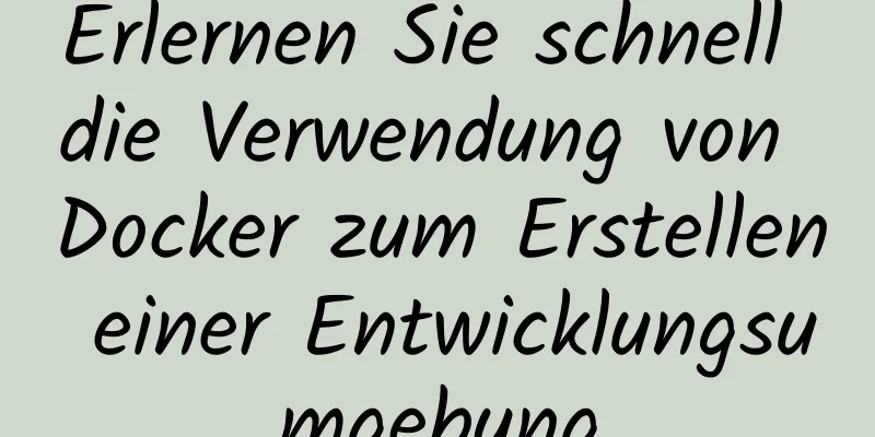 Erlernen Sie schnell die Verwendung von Docker zum Erstellen einer Entwicklungsumgebung