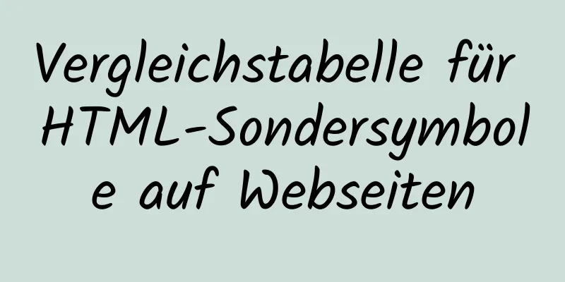 Vergleichstabelle für HTML-Sondersymbole auf Webseiten