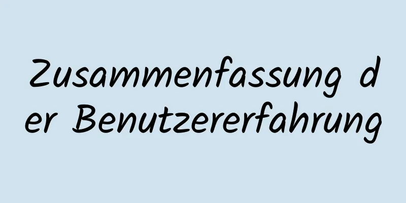 Zusammenfassung der Benutzererfahrung