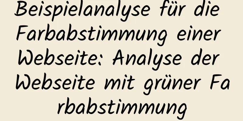 Beispielanalyse für die Farbabstimmung einer Webseite: Analyse der Webseite mit grüner Farbabstimmung