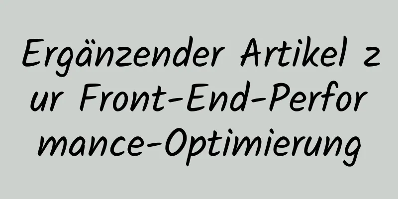 Ergänzender Artikel zur Front-End-Performance-Optimierung